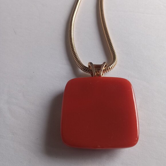 Signed Emmons "Modern" Necklace Pendant on Gold Tone Snake Necklace - Picture 4 of 6